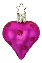 Small Heart -Dots - Hot Pink<br>Inge-glas Ornament